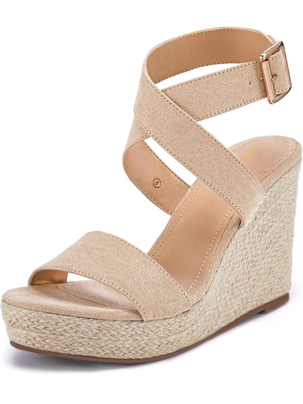 NWT Coutgo Open Toe Light Khaki Wedge Heel